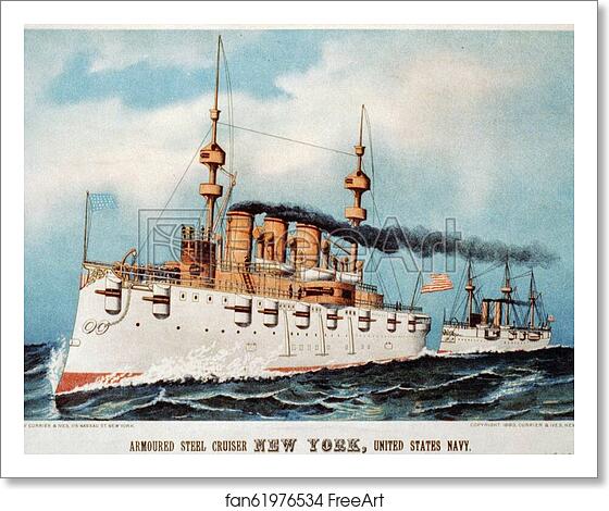 Free art print of Armoured steel cruiser New York, United States Navy. by Currier & Ives Free art print of Armoured steel cruiser New York, United States Navy. by Currier & Ives