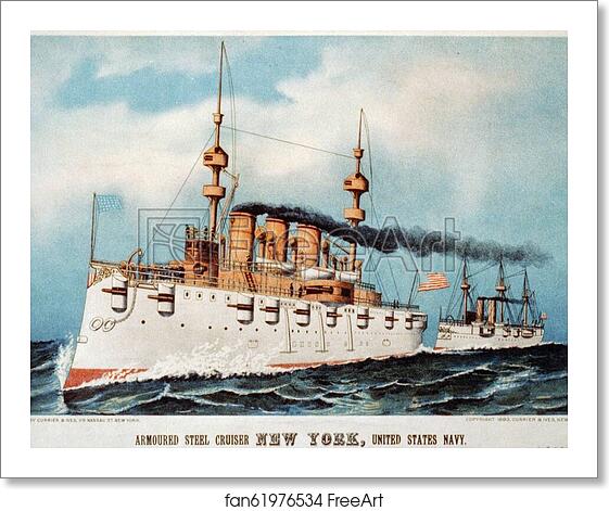 Free art print of Armoured steel cruiser New York, United States Navy. by Currier & Ives Free art print of Armoured steel cruiser New York, United States Navy. by Currier & Ives