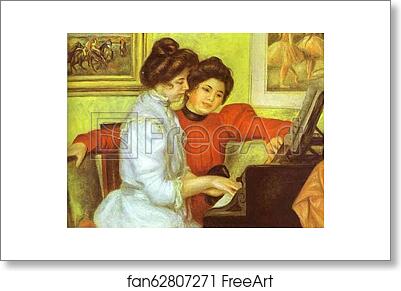 Free art print of Yvonne and Christine Lerolle Playing the Piano by Pierre-Auguste Renoir