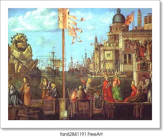 Free art print of The Legend of St. Ursula: The Meeting of the Betrothed and the Departure for the Pilgrimage. Detail by Vittore Carpaccio Free art print of The Legend of St. Ursula: The Meeting of the Betrothed and the Departure for the Pilgrimage. Detail by Vittore Carpaccio