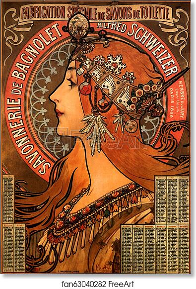 Free art print of Champenois (Zodiac) 1897 by Alphonse Mucha