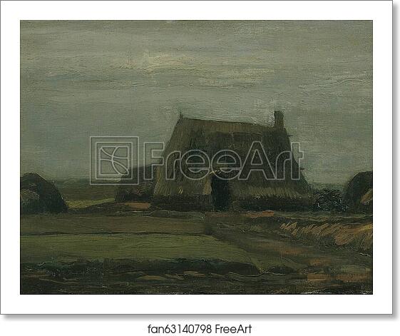 Free art print of Farm with stacks of peat by Vincent Van Gogh