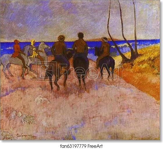 Free art print of Horsemen on the Beach by Paul Gauguin