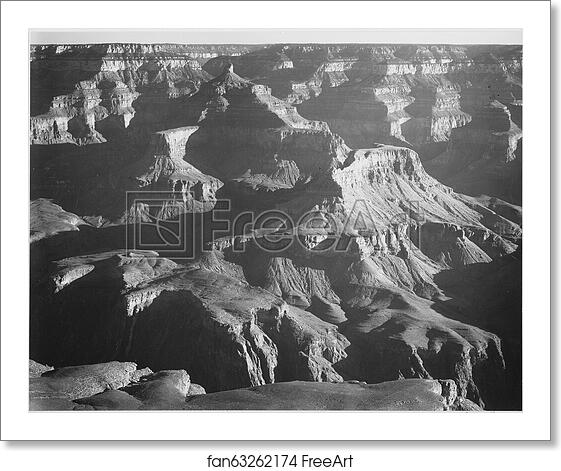 Free art print of Grand Canyon National Park. Arizona. Photographs of National Parks and Monuments, compiled 1941 - 1942, documenting the period ca. 1933 - 1942. by Ansel Adams (1902-1984) Free art print of Grand Canyon National Park. Arizona. Photographs of National Parks and Monuments, compiled 1941 - 1942, documenting the period ca. 1933 - 1942. by Ansel Adams (1902-1984)