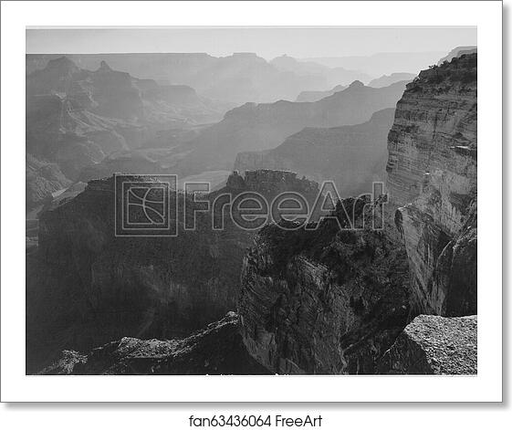 Free art print of View, looking down, "Grand Canyon National Park," Arizona. Photographs of National Parks and Monuments, compiled 1941 - 1942, documenting the period ca. 1933 - 1942. by Ansel Adams (1902-1984) Free art print of View, looking down, "Grand Canyon National Park," Arizona. Photographs of National Parks and Monuments, compiled 1941 - 1942, documenting the period ca. 1933 - 1942. by Ansel Adams (1902-1984)