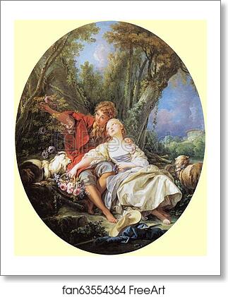 Free art print of Shepherd and Shepherdess Resting by François Boucher