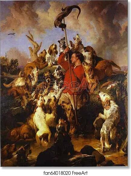 Free art print of The Otter Hunt by Sir Edwin Landseer