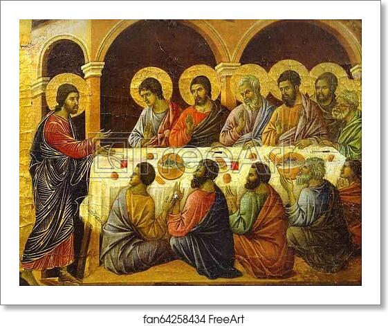 Free art print of Maestà (back, crowning panel) Christ’s Appearance to the Apostles by Duccio Di Buoninsegna