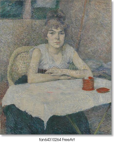 Free art print of Young woman at a table, 'Poudre de riz' by Henri De Toulouse-Lautrec