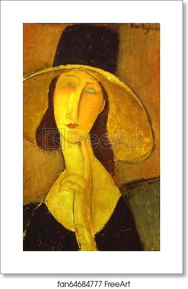 Free art print of Portrait of Woman in Hat (Jeanne Hébuterne in Large Hat) by Amedeo Modigliani