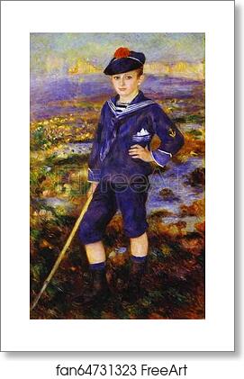 Free art print of Young Boy on the Beach of Yport (Robert Nunès) by Pierre-Auguste Renoir