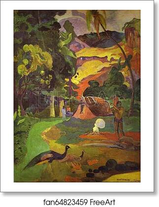 Free art print of Matamoe (Landscape with Peacocks) by Paul Gauguin