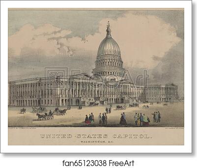 Free art print of United States Capitol, Washington, D.C. Print shows the east front of the U.S. Capitol as seen from the south-east, with pedestrians and horsedrawn carriages on plaza in front. by Currier & Ives Free art print of United States Capitol, Washington, D.C. Print shows the east front of the U.S. Capitol as seen from the south-east, with pedestrians and horsedrawn carriages on plaza in front. by Currier & Ives
