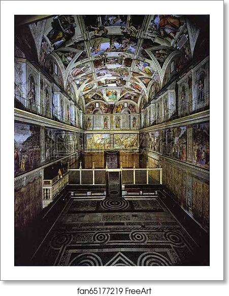 Free art print of The interior of the Sistine Chapel showing the ceiling fresco by Michelangelo Free art print of The interior of the Sistine Chapel showing the ceiling fresco by Michelangelo