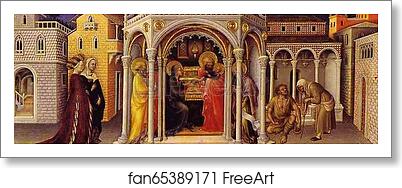 Free art print of The Presentation at the Temple. From the predella of the alterpiece in the Strozzi Chapel at the Church of Santa Trinita in Florence by Gentile Da Fabriano