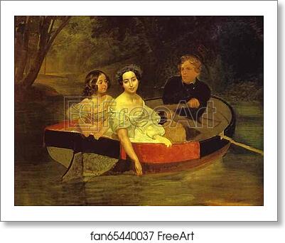 Free art print of Self-portrait with Baroness Ye. N. Meller-Zakomelskaya and a Girl in a Boat by Karl Brulloff