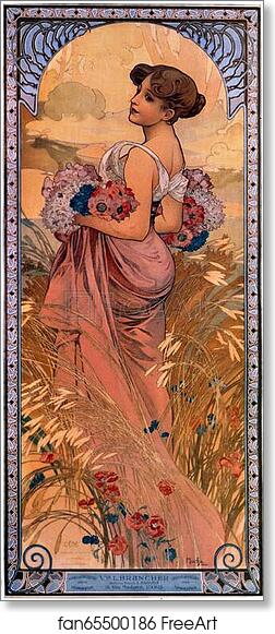 Free art print of Summer by Alphonse Mucha