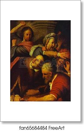 Free art print of Christ Drives Money-Changers from the Temple by Rembrandt Harmenszoon Van Rijn