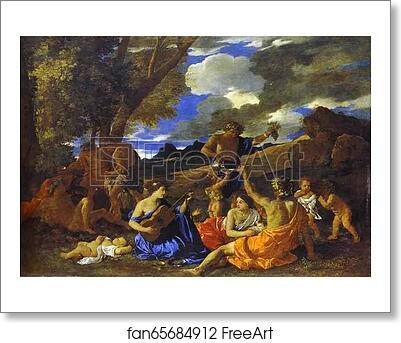Free art print of Andrians or The Great Bacchanal with Woman Playing a Lute by Nicolas Poussin