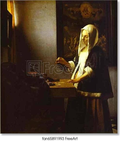 Free art print of Woman Weighing Pearls by Jan Vermeer