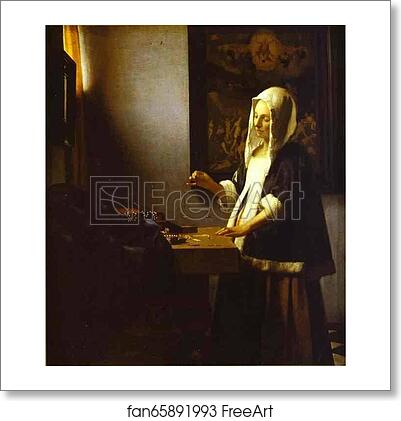 Free art print of Woman Weighing Pearls by Jan Vermeer