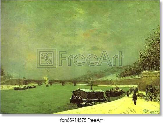 Free art print of The Seine at the Pont d'Iena, Snowy Weather by Paul Gauguin