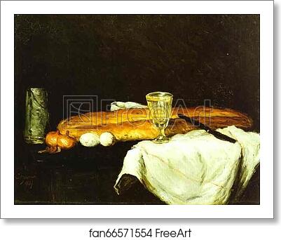 Free art print of Bread and Eggs by Paul Cézanne