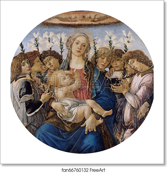 Free art print of Mary with the Child and Singing Angels by Sandro Botticelli