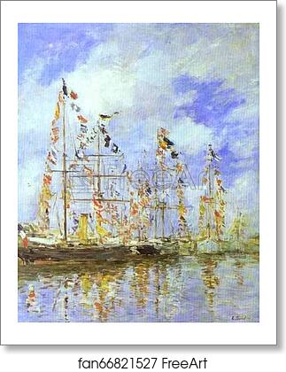 Free art print of Sailing Ships at Deauville by Eugène-Louis Boudin