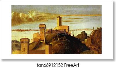Free art print of Pesaro Altarpiece. Background Landscape from the Coronation of the Virgin by Giovanni Bellini