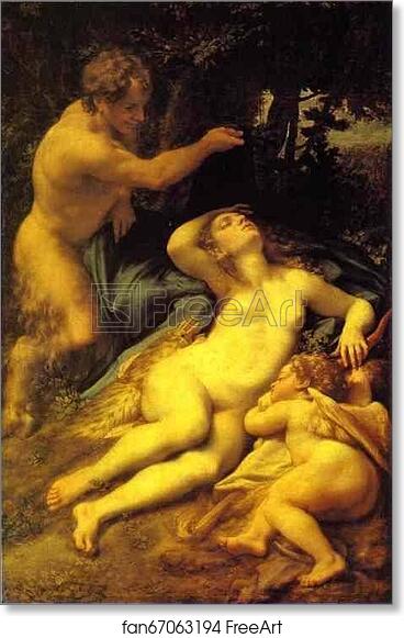 Free art print of Venus, Satyr and Cupid by Correggio