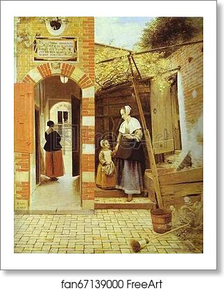 Free art print of The Courtyard of a House in Delft by Pieter De Hooch