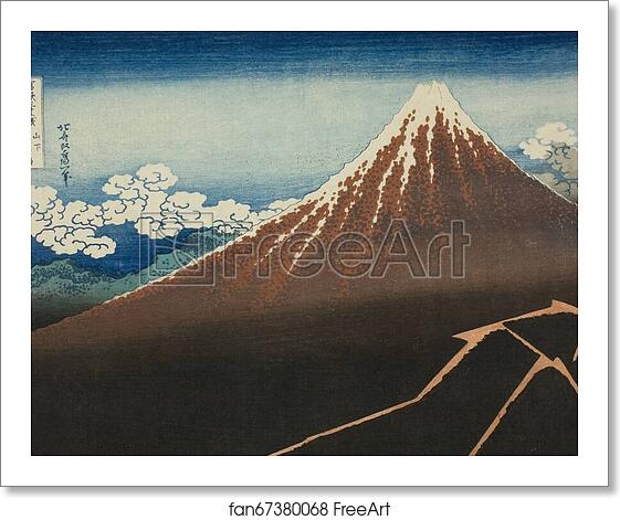 Free art print of Shower Below the Summit (Sanka hakuu), from the series Thirty-six Views of Mount Fuji (Fugaku sanjurokkei) by Katsushika Hokusai Free art print of Shower Below the Summit (Sanka hakuu), from the series Thirty-six Views of Mount Fuji (Fugaku sanjurokkei) by Katsushika Hokusai