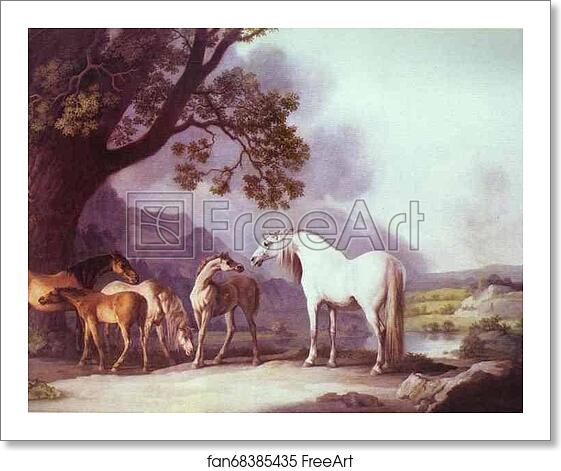 Free art print of Mares and Foals in a Mountainous Landscape by George Stubbs Free art print of Mares and Foals in a Mountainous Landscape by George Stubbs