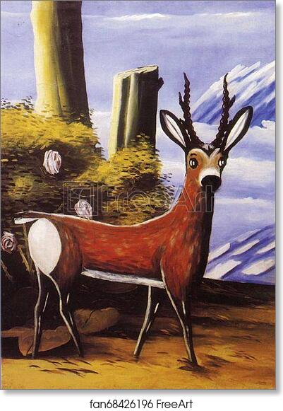 Free art print of Roe with a Landscape in the Background by Niko Pirosmani