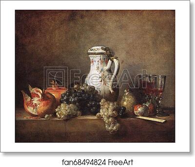 Free art print of Grapes and Pomegranates by Jean-Baptiste-Simeon Chardin