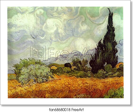 Free art print of Cornfield with Cypresses by Vincent Van Gogh Free art print of Cornfield with Cypresses by Vincent Van Gogh
