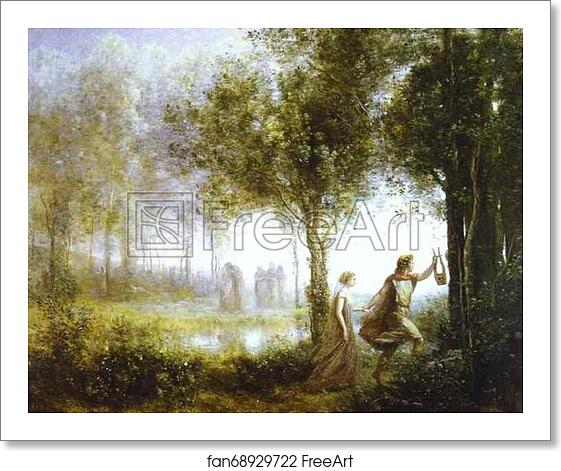 Free art print of Orpheus Leading Eurydice from the Underworld by Jean-Baptiste-Camille Corot