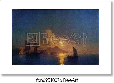 Free art print of The Bay of Naples by Moonlight by Ivan Aivazovsky
