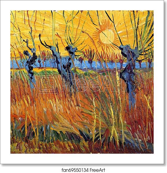 Free art print of Willows at Sunset by Vincent Van Gogh