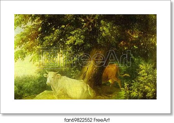 Free art print of Landscape with Cows by Mikhail Lebedev Free art print of Landscape with Cows by Mikhail Lebedev