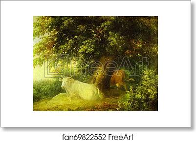 Free art print of Landscape with Cows by Mikhail Lebedev