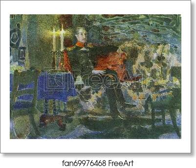 Free art print of Portrait of an Officer (Pechorin on a Sofa) by Mikhail Vrubel