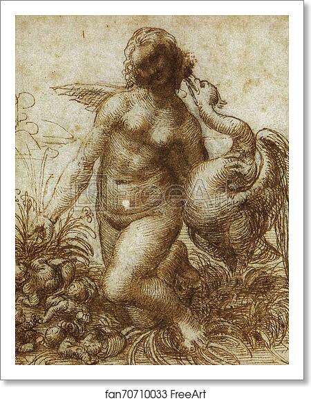 Free art print of Study for the Kneeling Leda by Leonardo Da Vinci