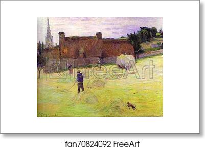 Free art print of Hay-Making in Brittany by Paul Gauguin
