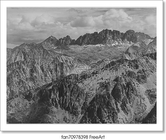 Free art print of North Palisade from Windy Point, Kings River Canyon (Proposed as a national park), California, 1936.  Photographs of National Parks and Monuments, compiled 1941 - 1942, documenting the period ca. 1933 - 1942. by Ansel Adams (1902-1984)