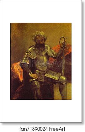 Free art print of Man in Armor or Seated Man at Arms by Jean-Baptiste-Camille Corot