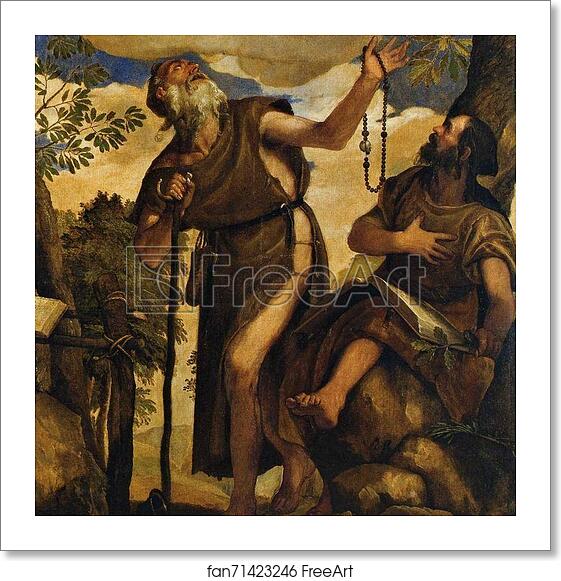 Free art print of Virgin and Child with Angels Appearing to Saint Anthony Abbot and Saint Paul the Hermit. Detail by Paolo Veronese Free art print of Virgin and Child with Angels Appearing to Saint Anthony Abbot and Saint Paul the Hermit. Detail by Paolo Veronese