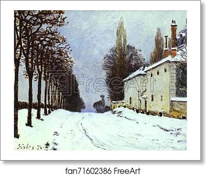 Free art print of Snow on the Road, Louveciennes (Chemin de la Machine) by Alfred Sisley