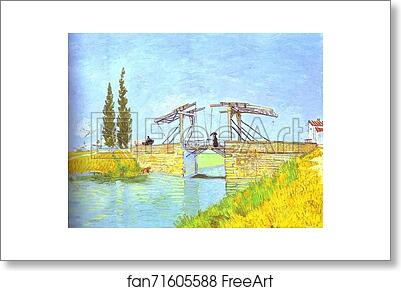 Free art print of Drawbridge with Lady with Parasol by Vincent Van Gogh